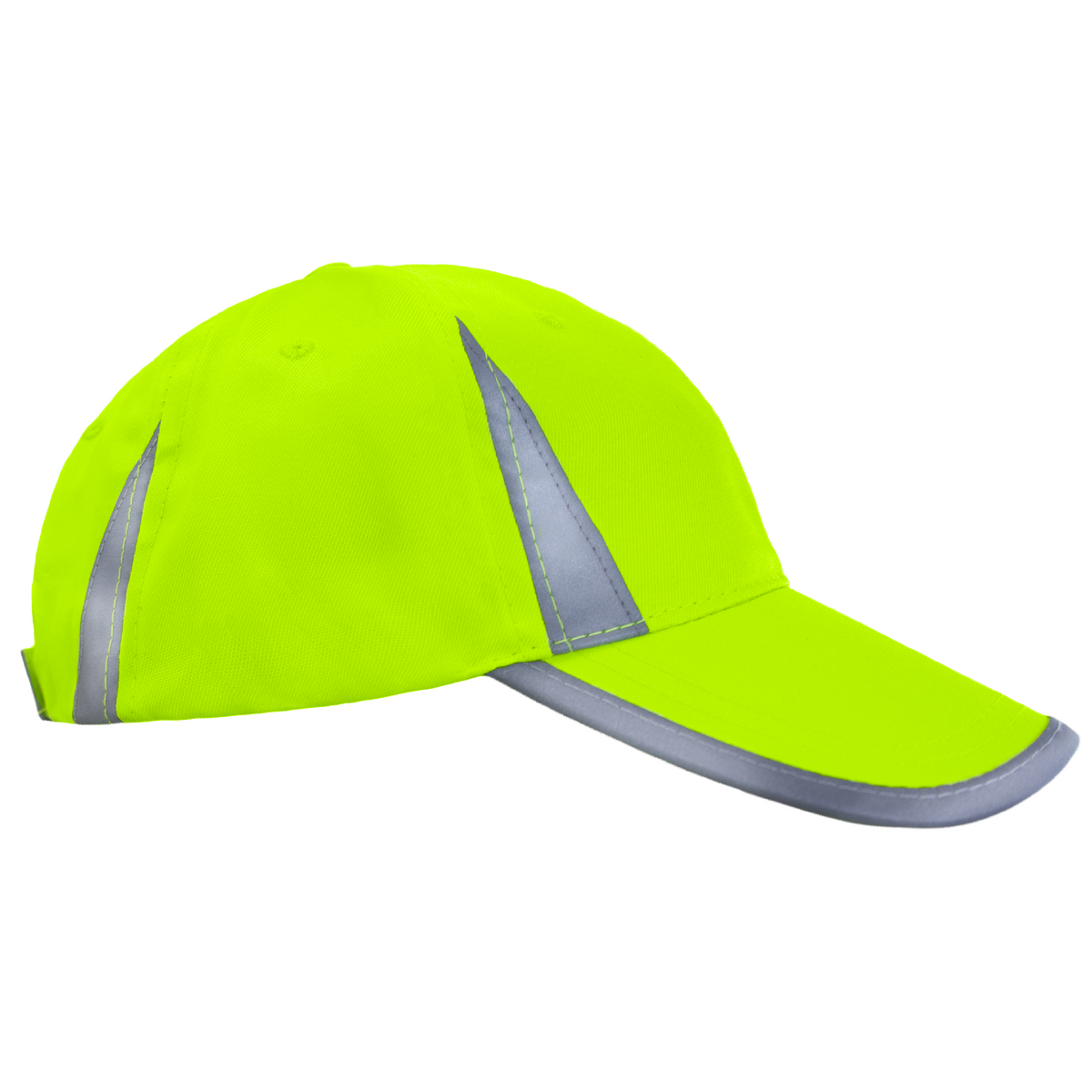 Neon Baseball Cap with Reflective Details for High Visibility Safety