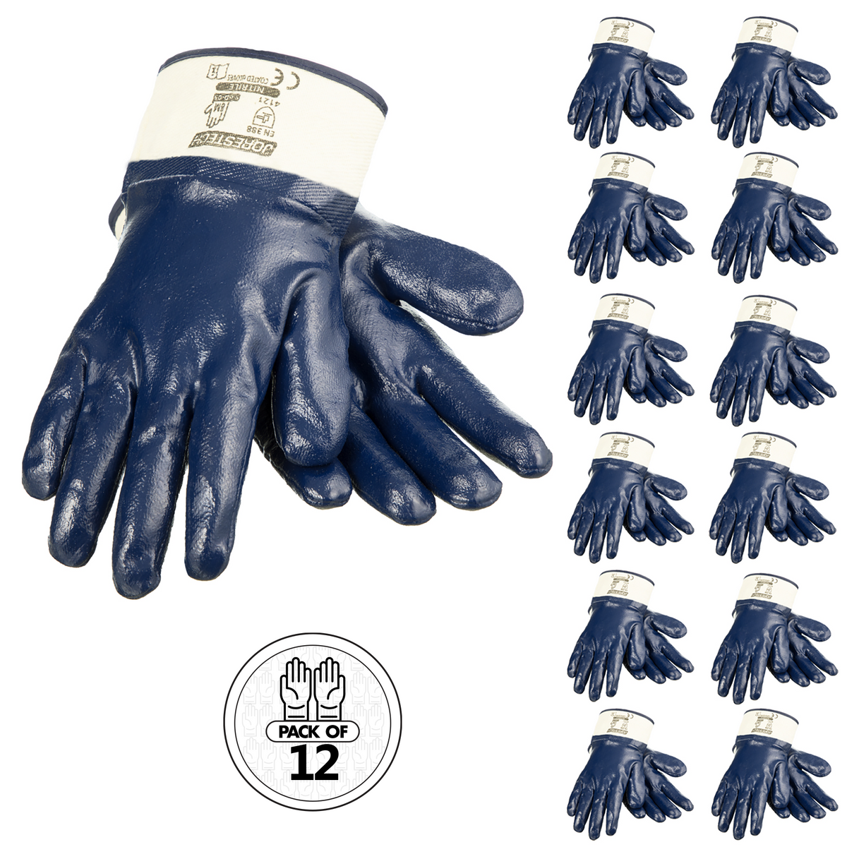 Fully Coated Nitrile Safety Gloves – 12-Pack