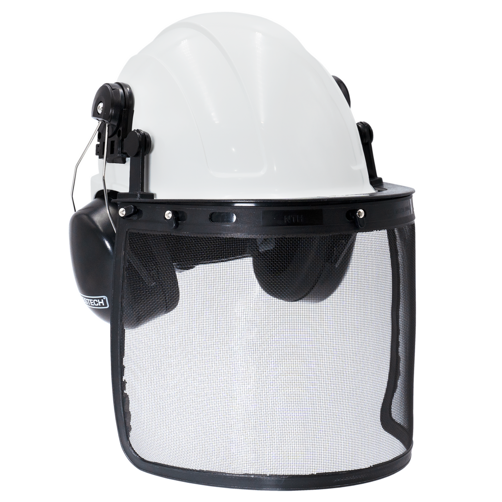 Hat System ANSI Hard Hat Kit with Earmuffs & Iron Mesh Face Shield | Class C, E, G ...
