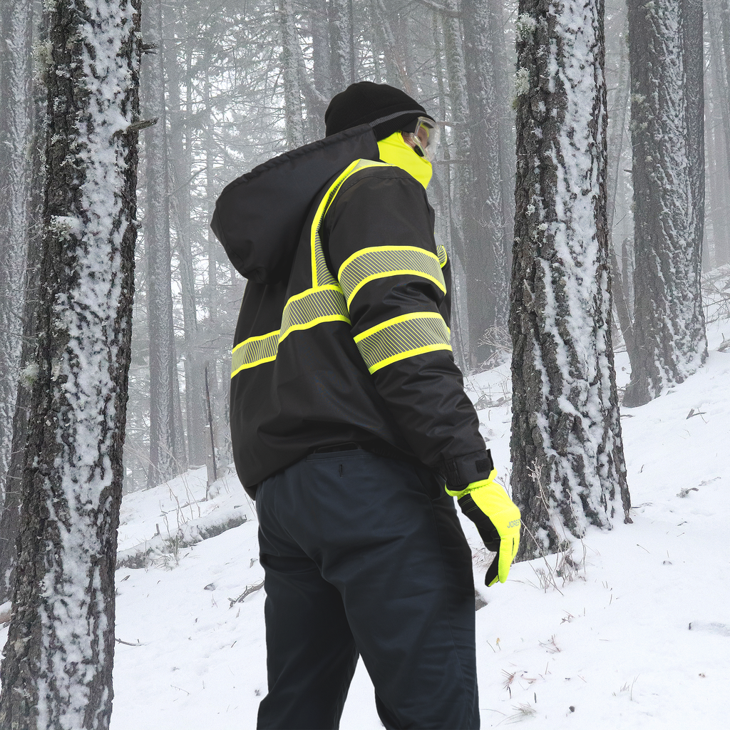 JORESTECH Hi-Vis Safety Jacket with Heat-Transfer Reflective Tapes and Removable Hood M / Lime/Black
