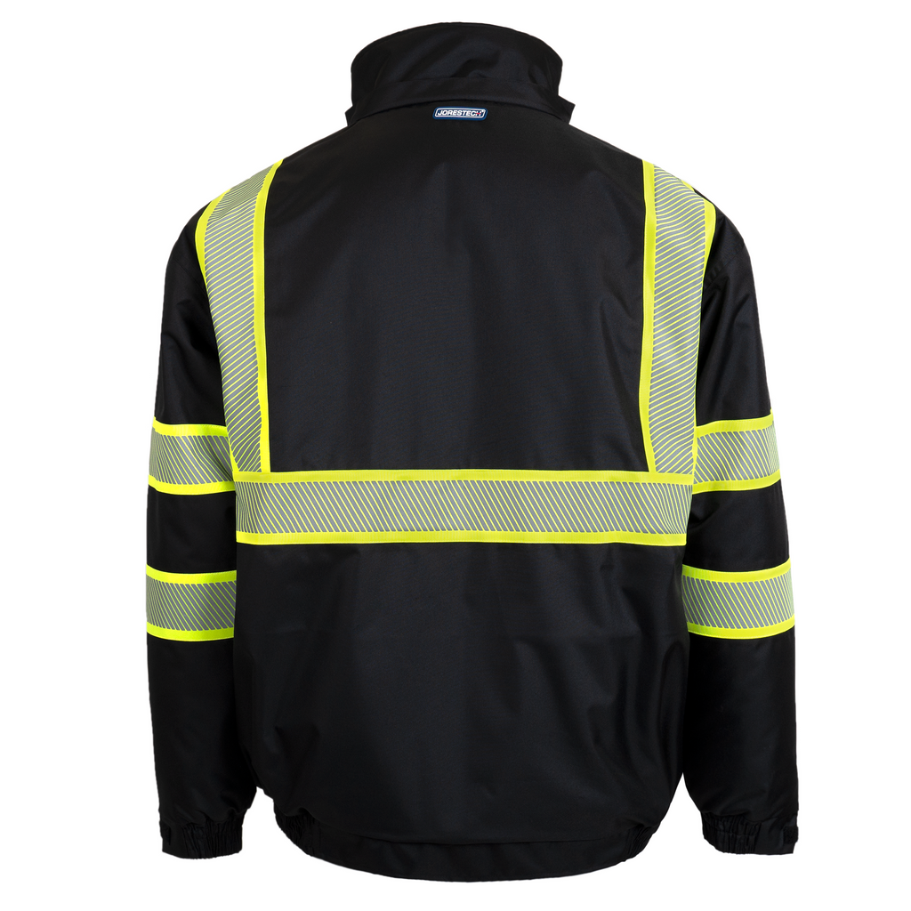 JORESTECH Hi-Vis Safety Jacket with Heat-Transfer Reflective Tapes and Removable Hood M / Lime/Black