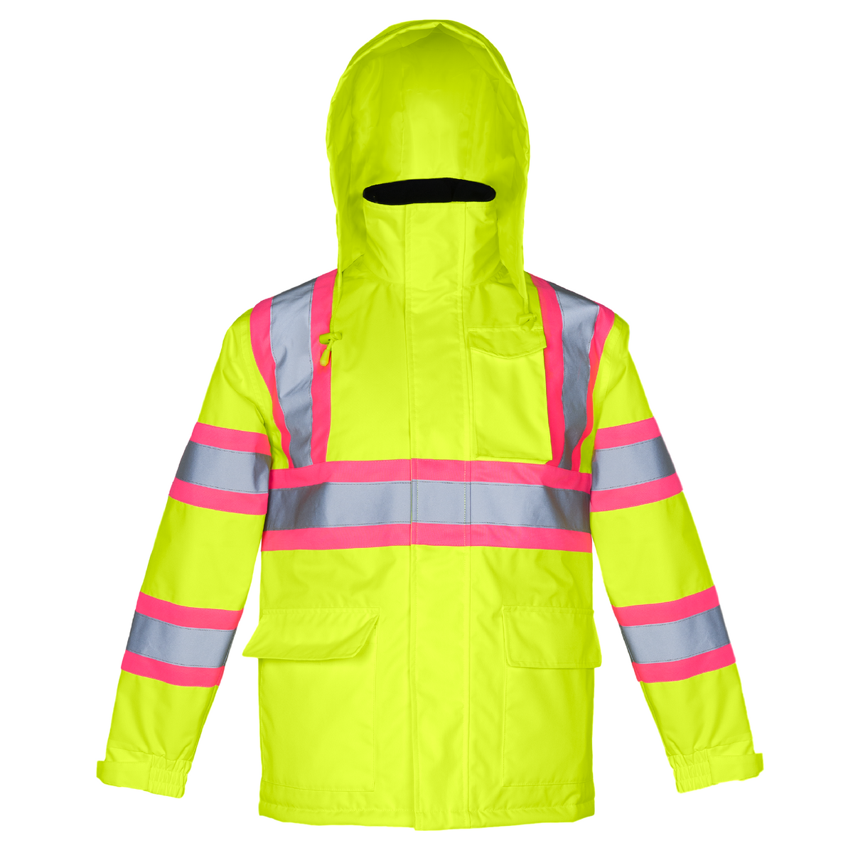 HiVis Two Tone Safety Jacket with Reflective Tapes and Pink Contrast