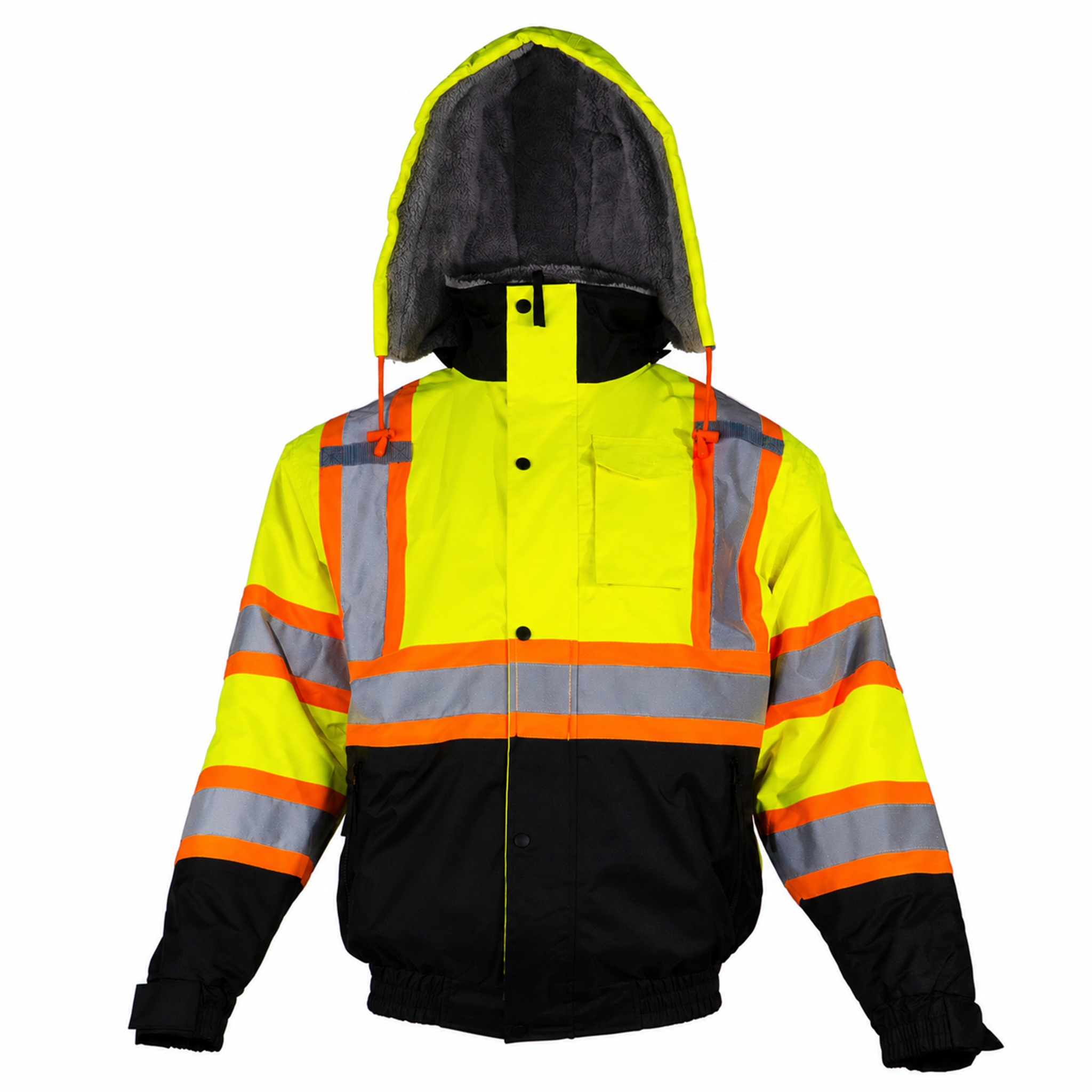ジャケット・アウター JACKET002: TOILE COLOR JACKET ORANGE 2 M Hi-Vis X-Back Two-Tone Safety Bomber Jacket with Sherpa Faux