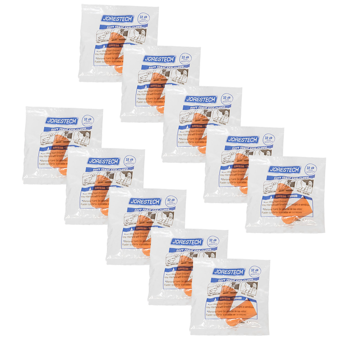 10 Pairs of 32dB Individually Packed Foam Earplugs | ANSI S3 19-1974 ...