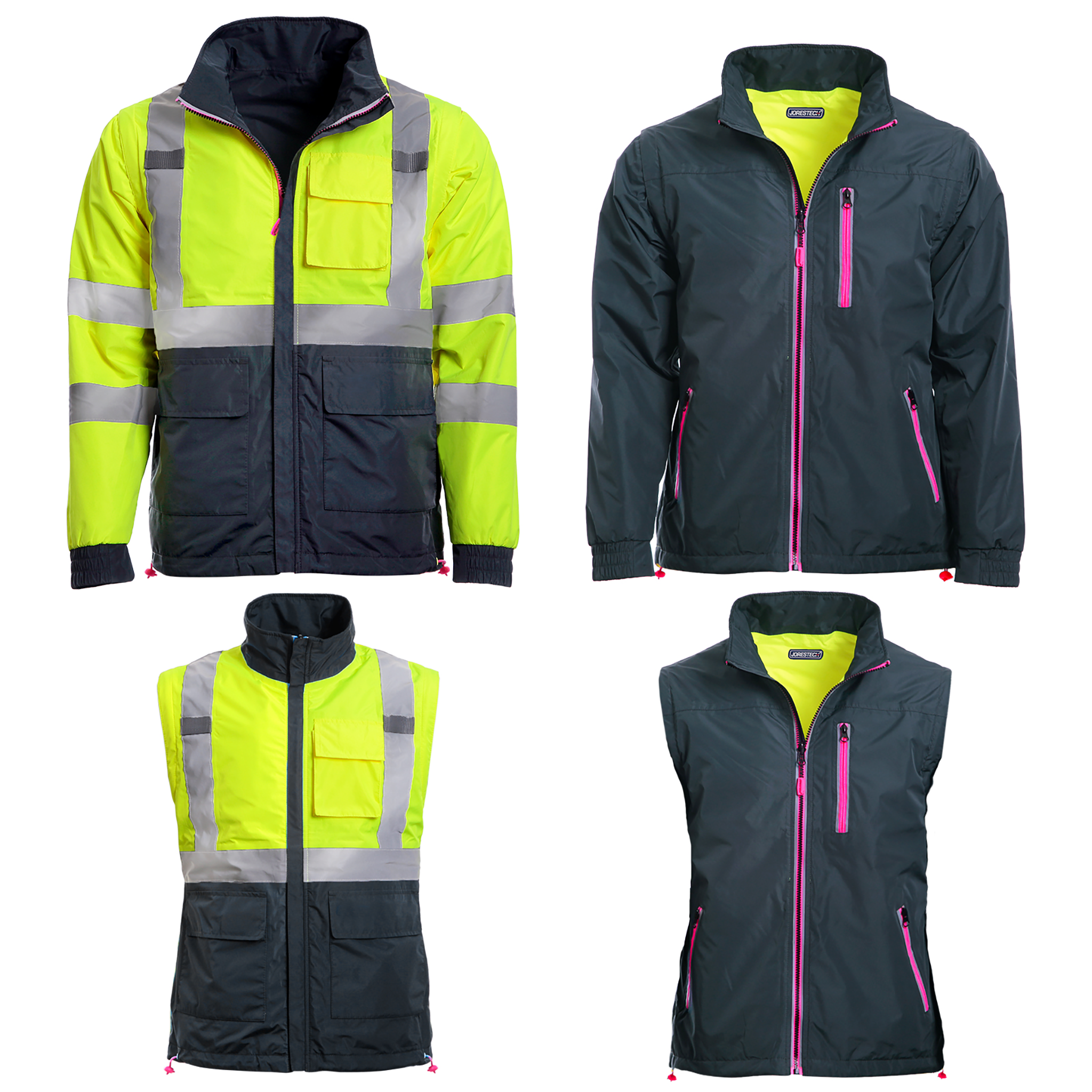 4-in-1 Reversible Safety Jacket & Vest with Removable Sleeves