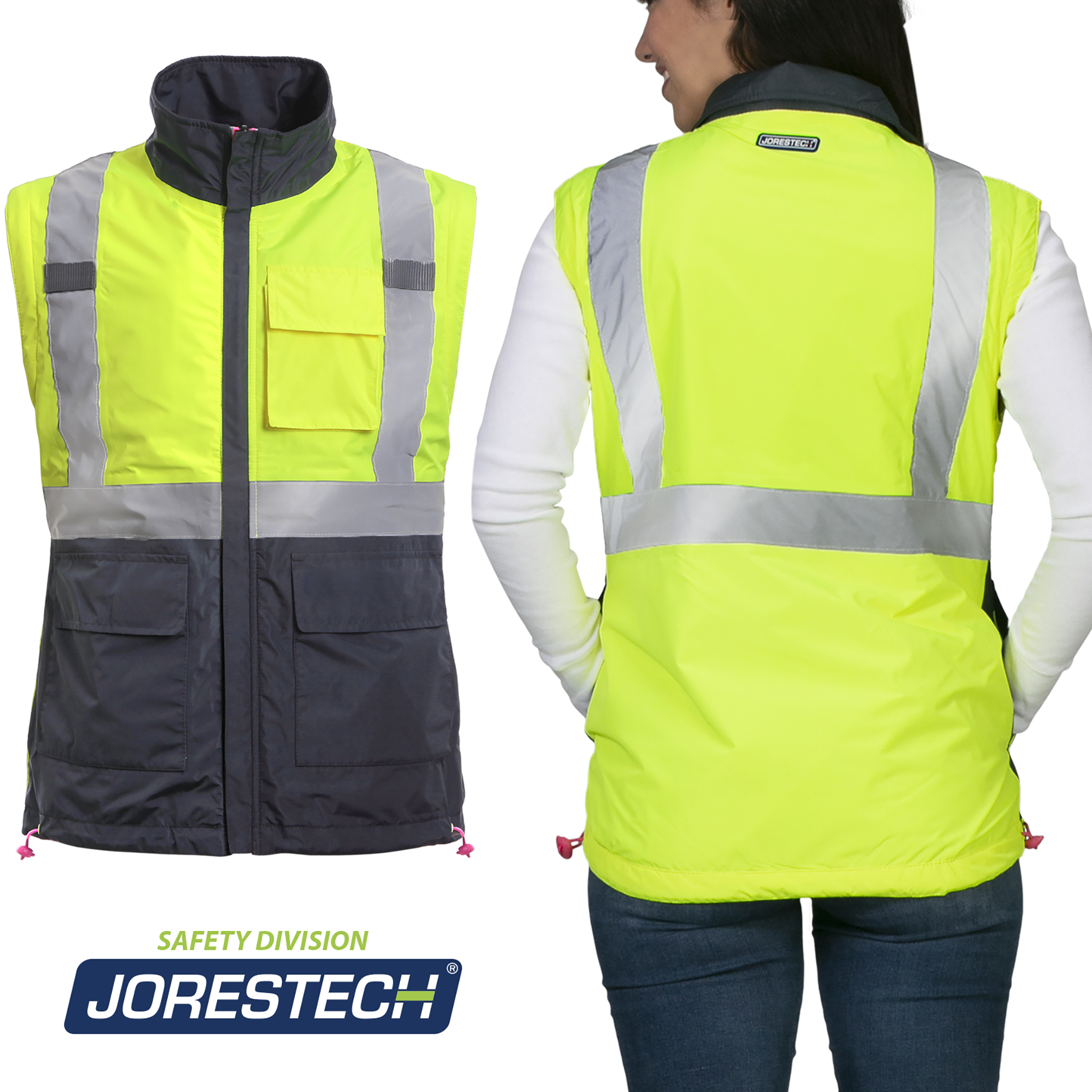 4-in-1 Reversible Safety Jacket & Vest with Removable Sleeves
