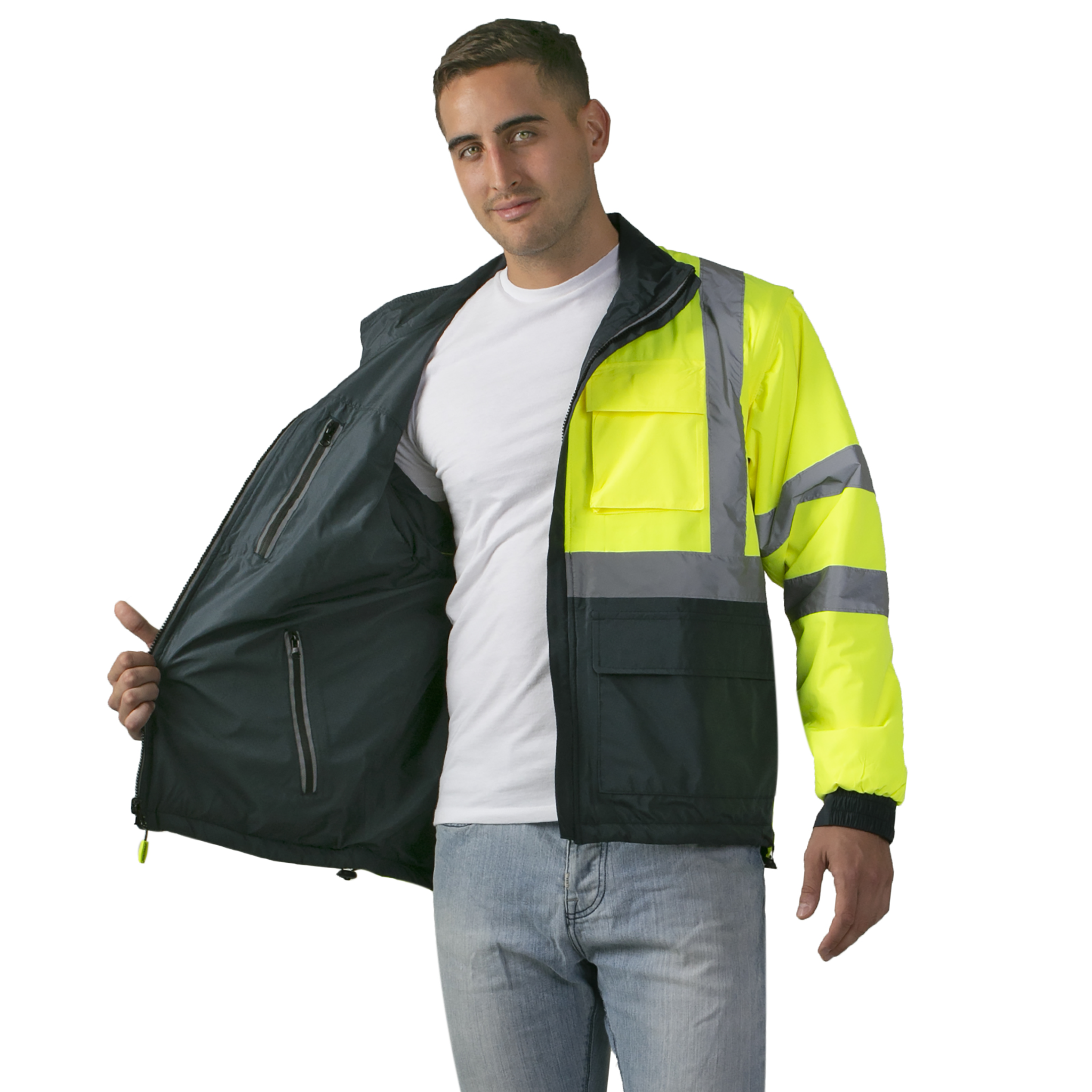 4-in-1 Reversible Safety Jacket & Vest with ANSI Reflective