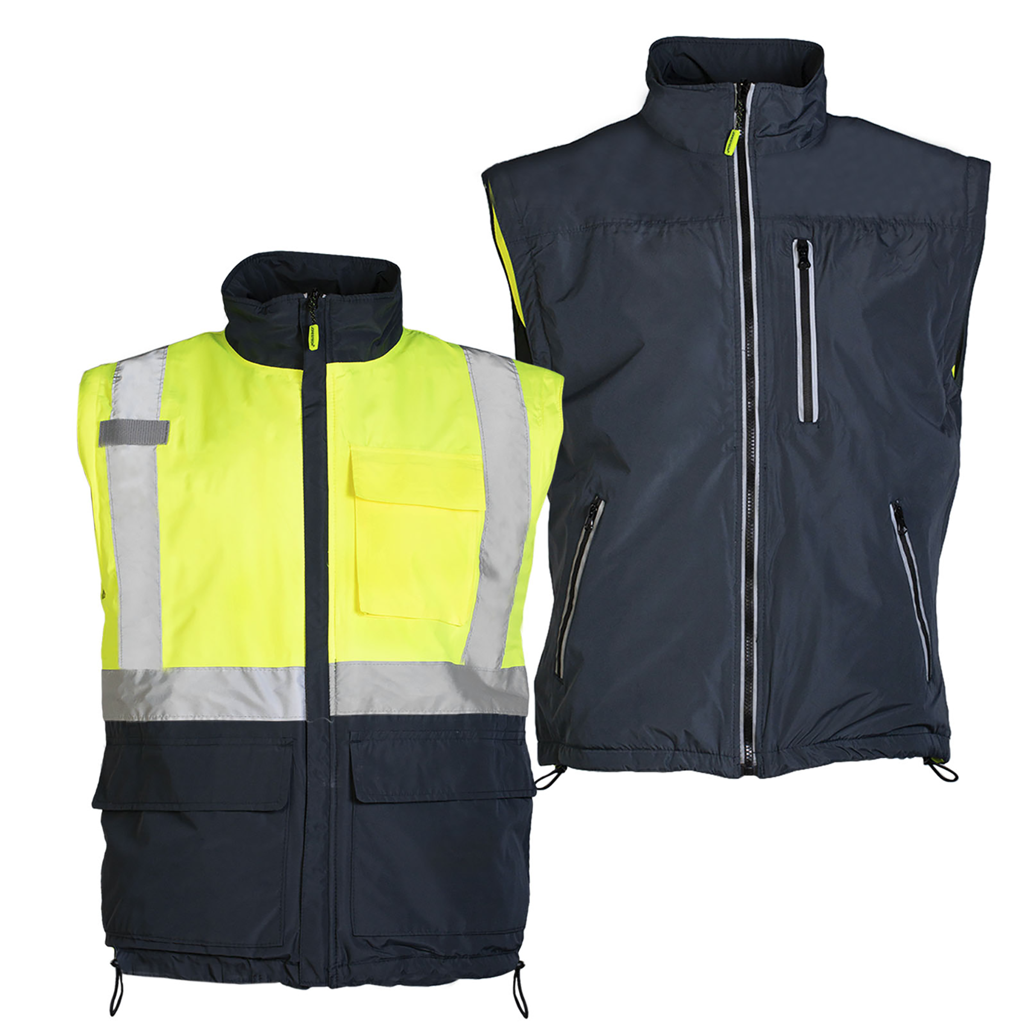 4-in-1 Reversible Safety Jacket & Vest with ANSI Reflective Strips