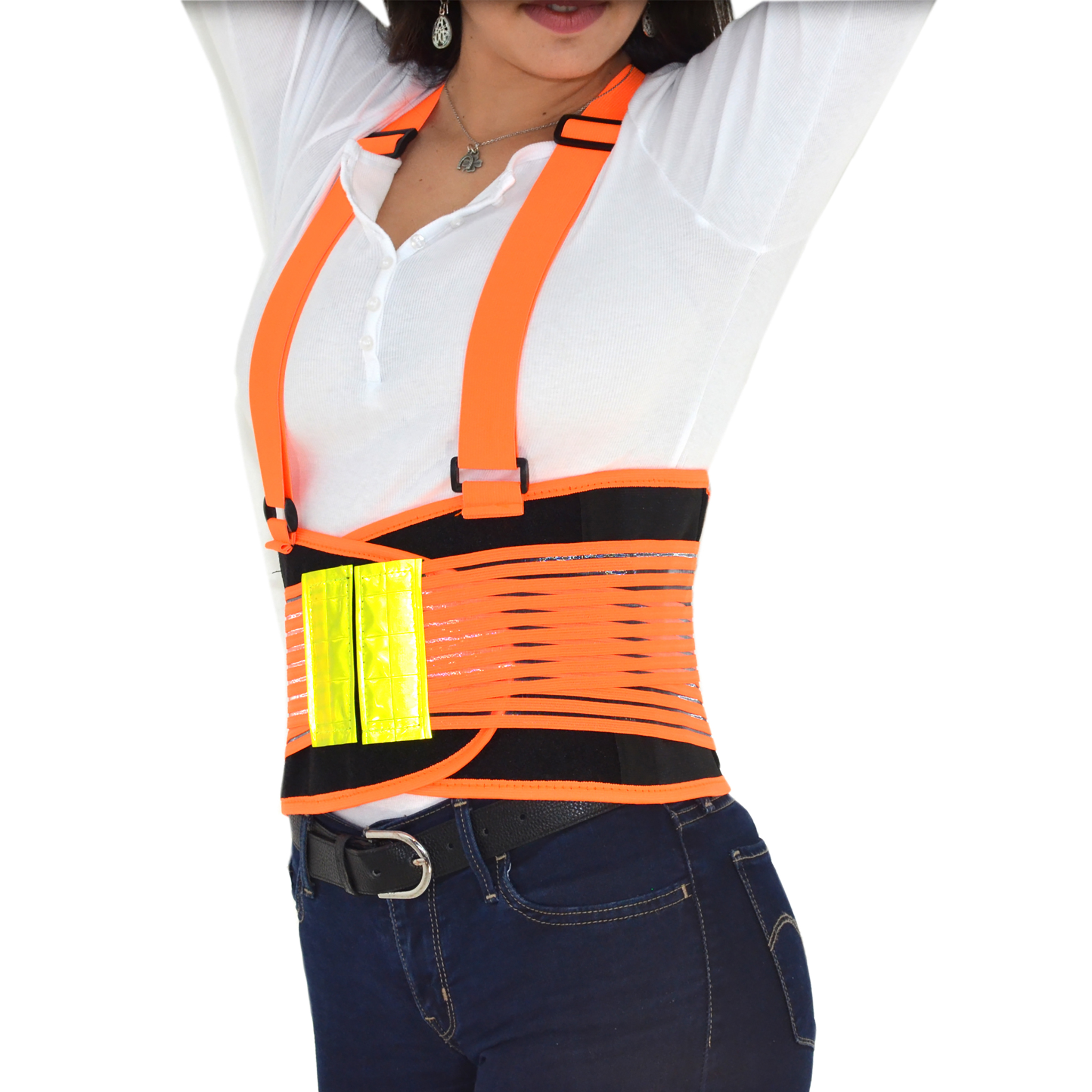 Hi-Vis Back Support Belt with Suspenders & Reflective Strips