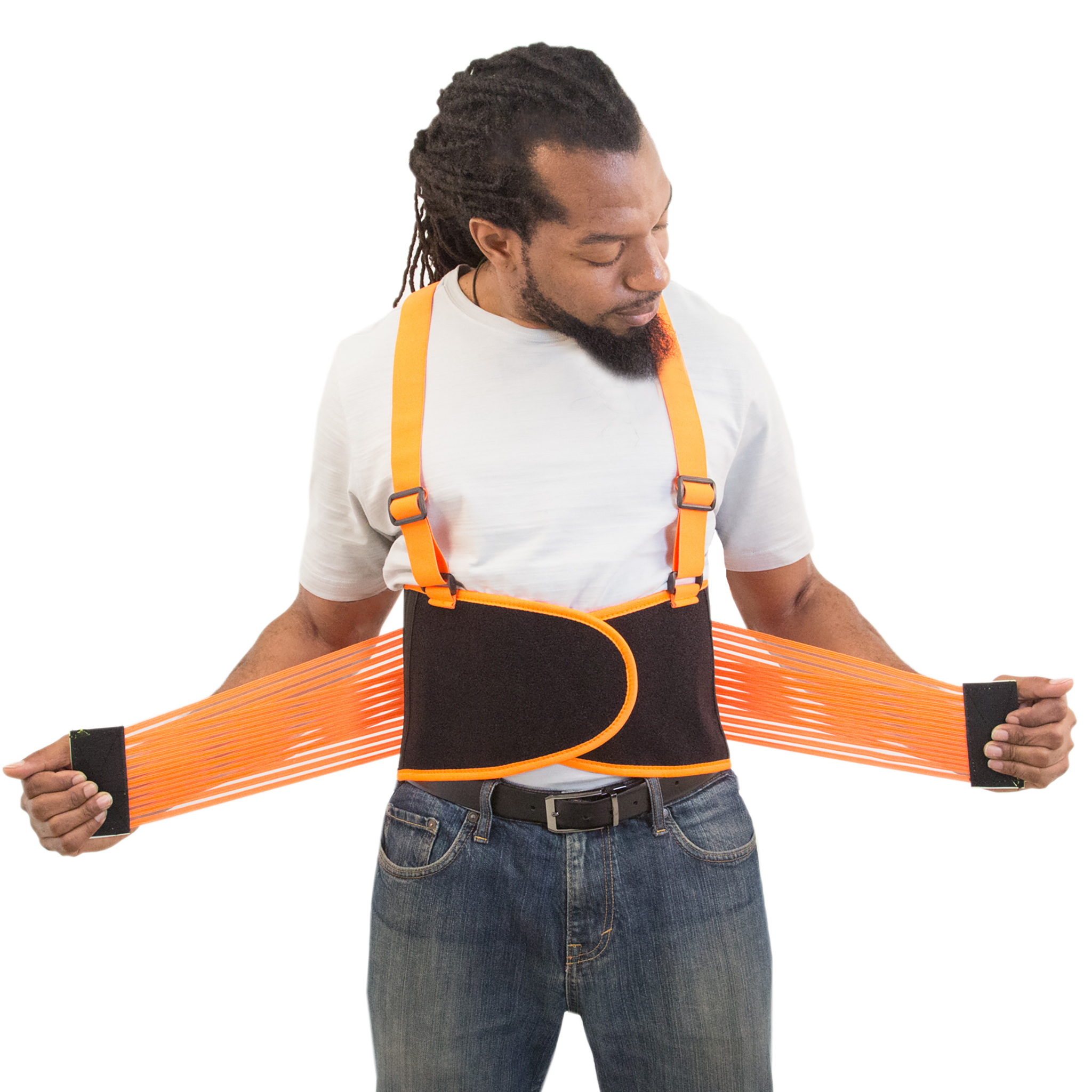 Hi-Vis Back Support Belt with Suspenders & Reflective Strips