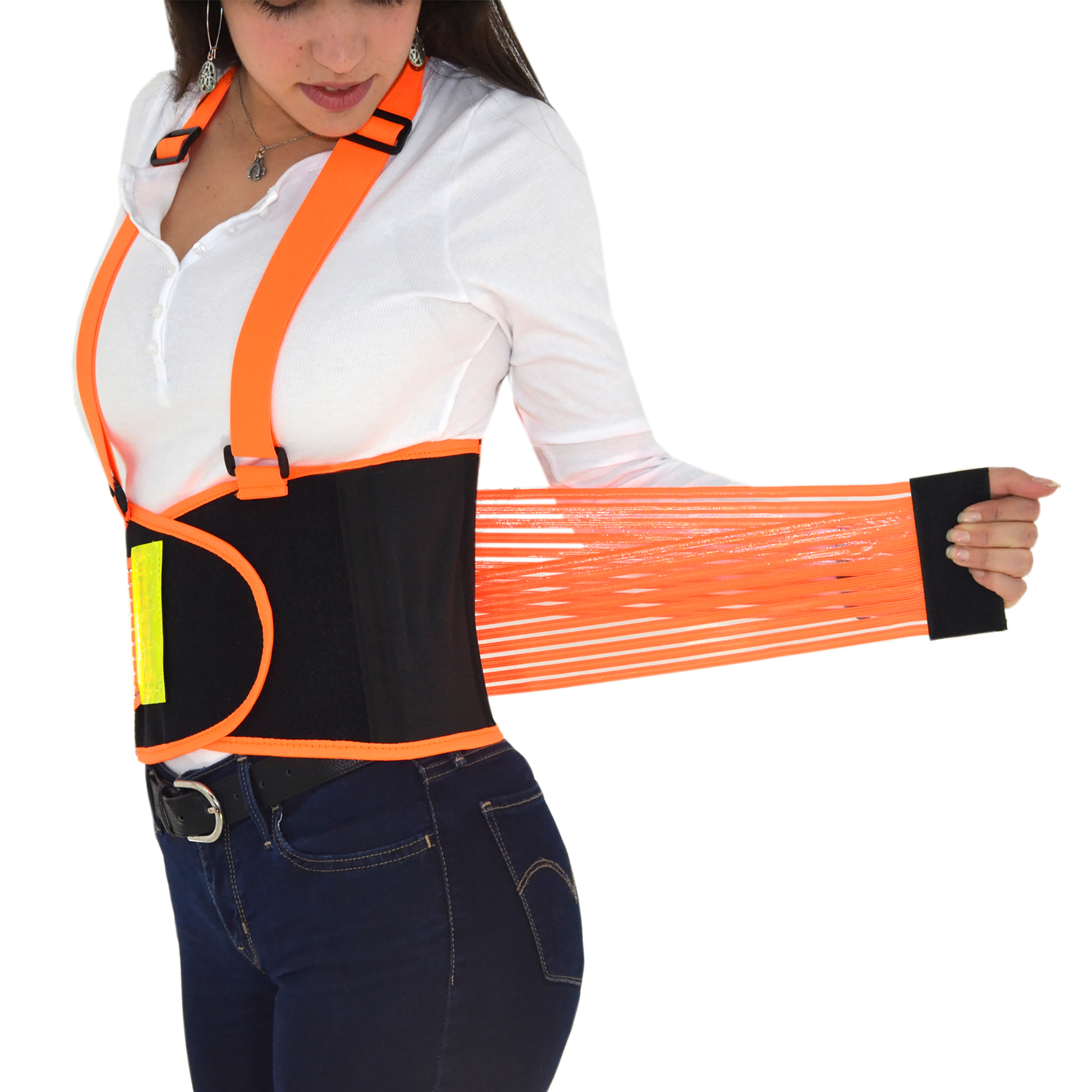 Hi-Vis Back Support Belt with Suspenders & Reflective Strips