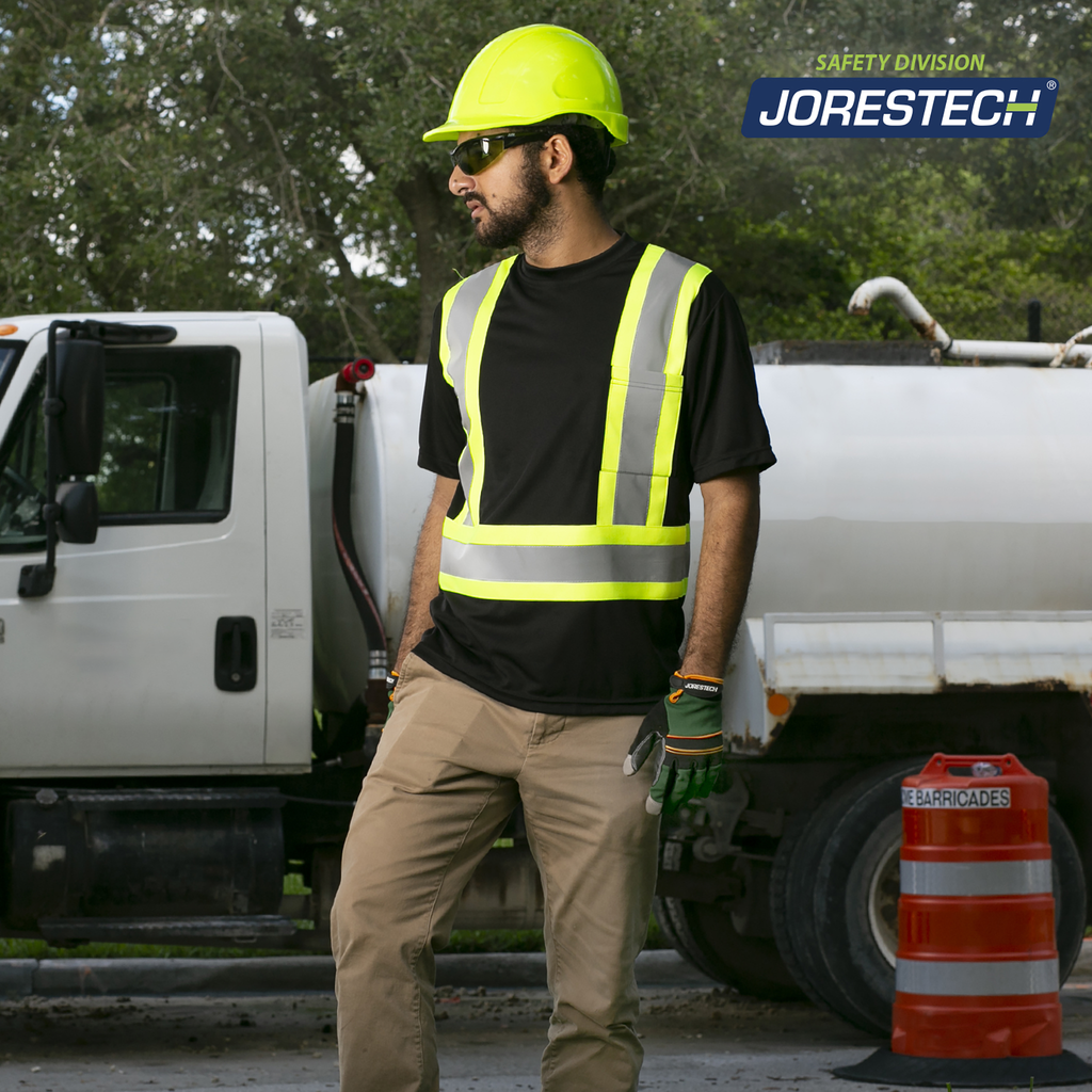 JORESTECH Hi Vis Lime Safety T-Shirts – 5 Pack, Fast Dry, Short Sleeve, Unisex