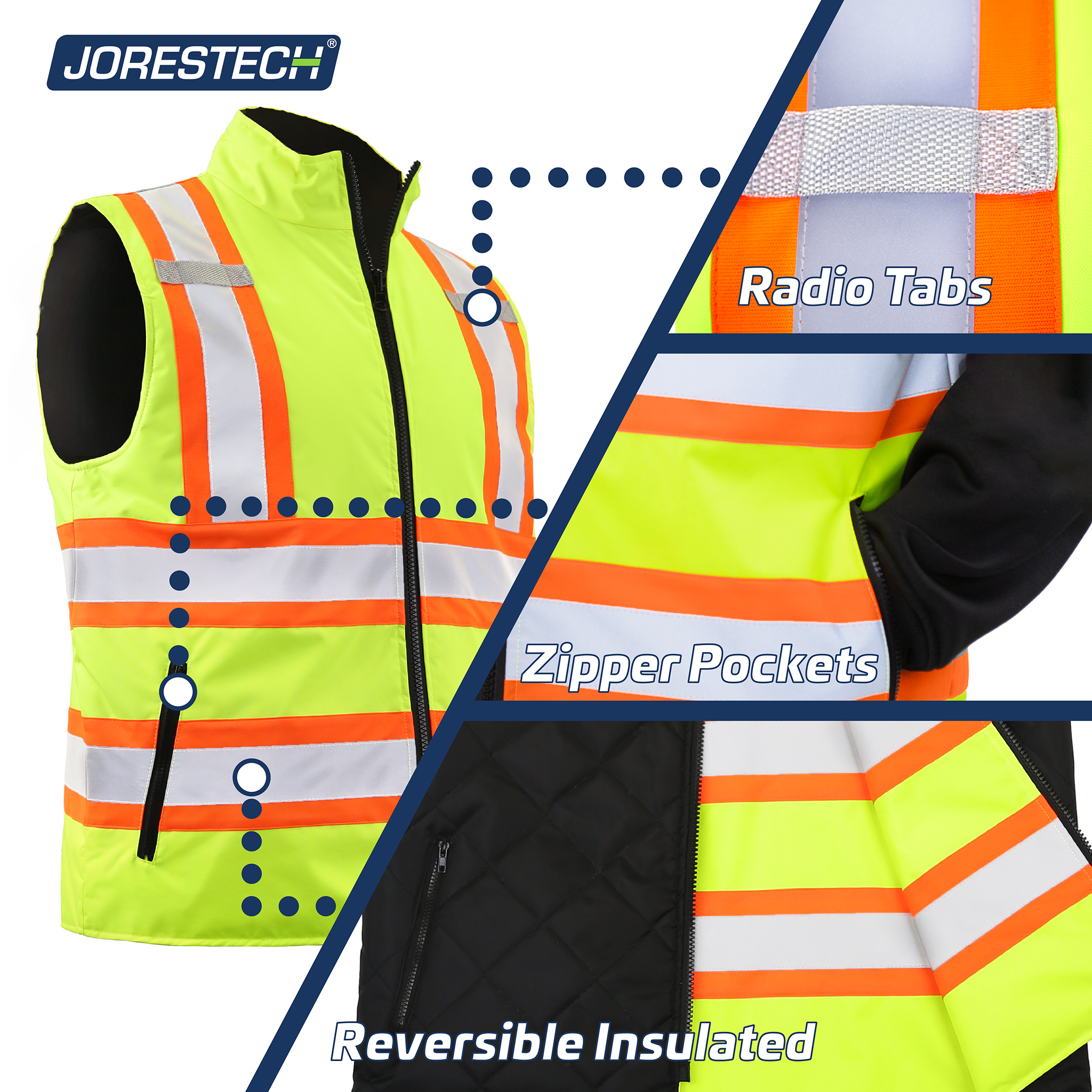 ANSI Insulated High Visibility Safety Vest | Reversible 2-in-1