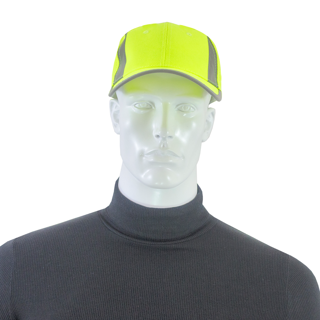 Neon Baseball Cap with Reflective Details for High Visibility Safety ...