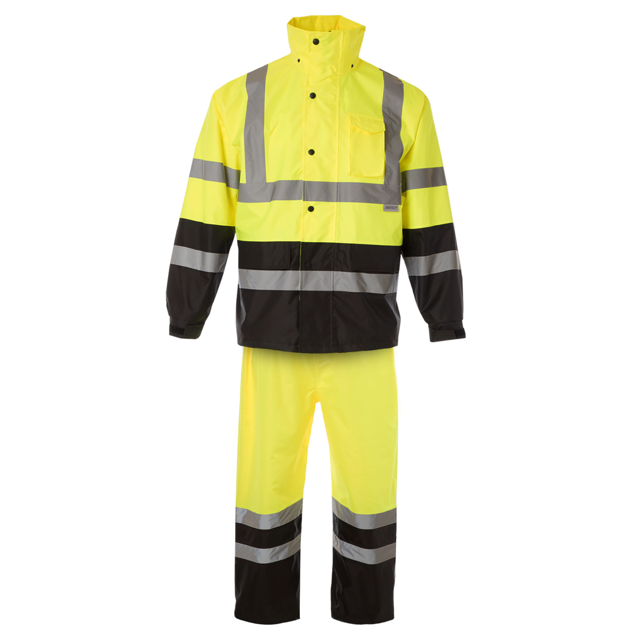 Hi-Vis Yellow/Black Rain Set Pants Jacket with 2