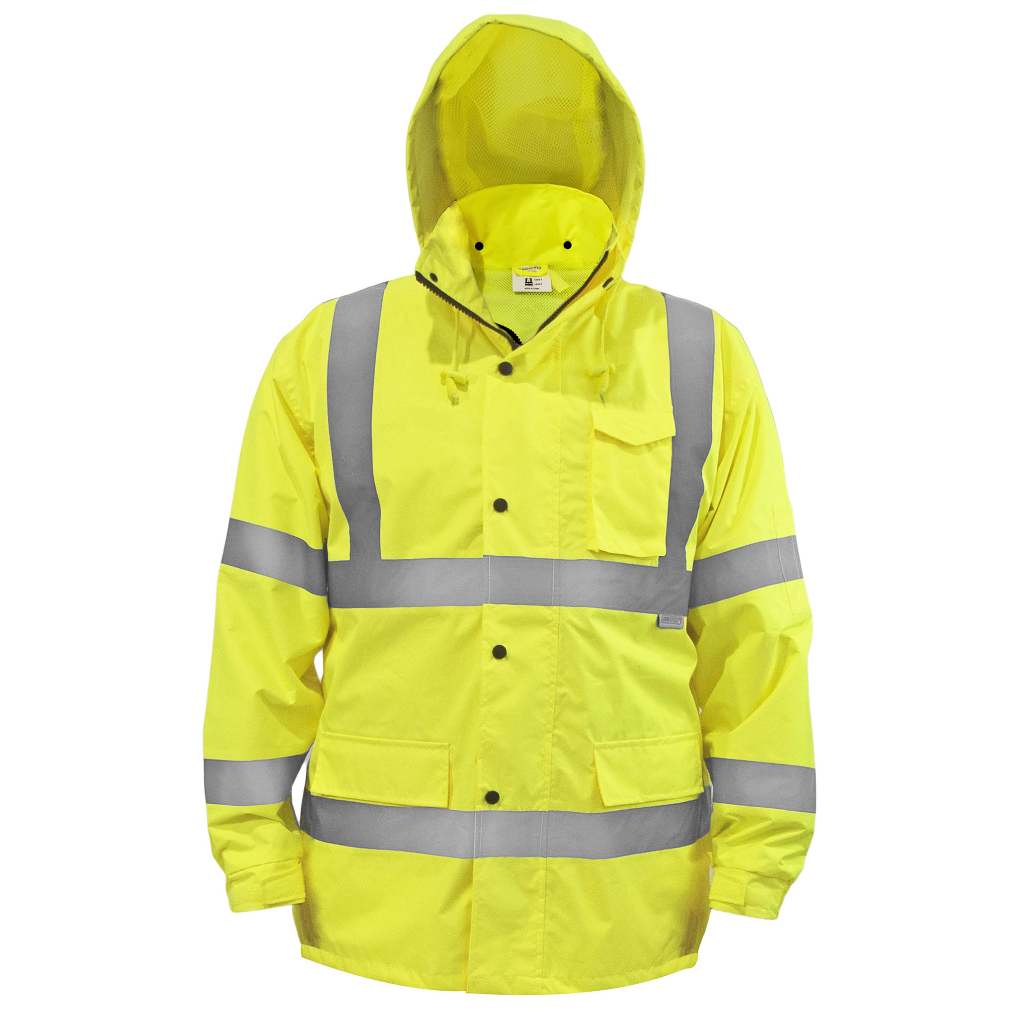 Safety yellow rain jacket discount