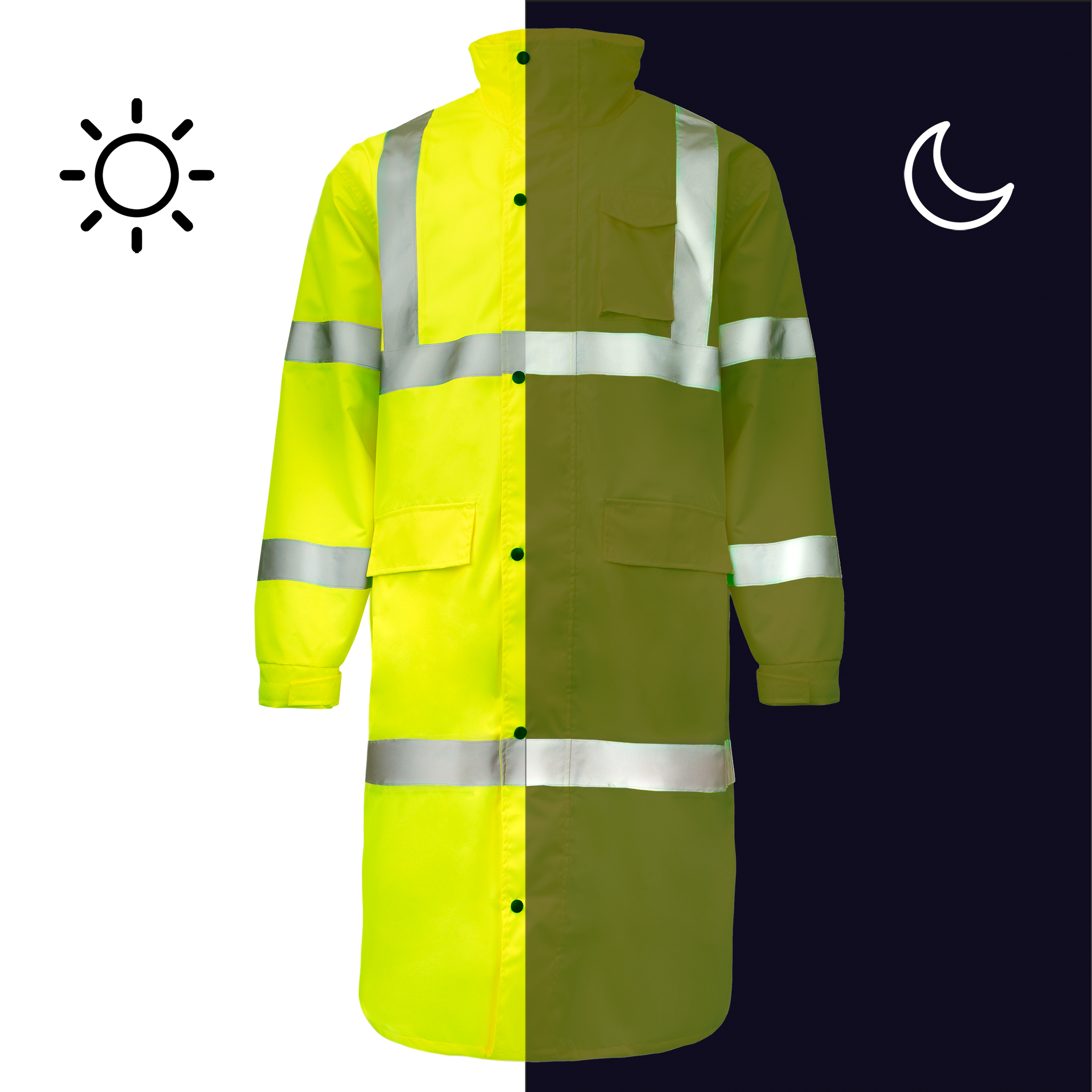 JORESTECH SAFETY | Hi Vis Raincoat with Hideaway Hood | ANSI Class 3