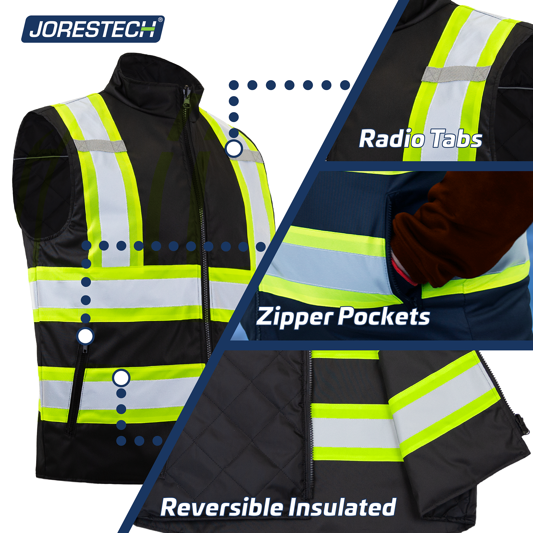 ANSI Insulated High Visibility Safety Vest | Reversible 2-in-1