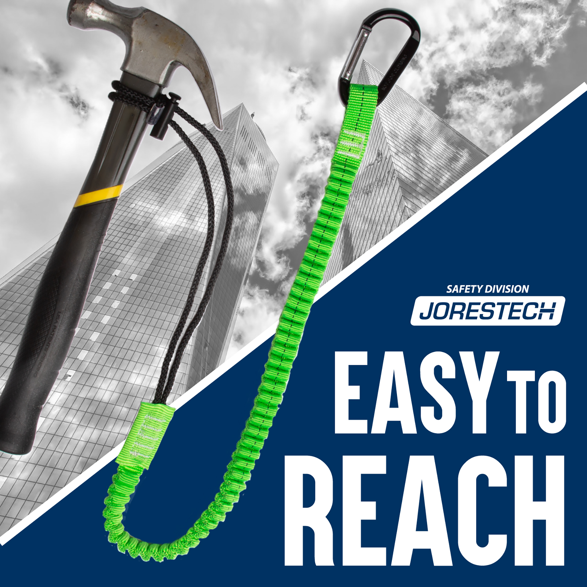 Hi Vis Shock Absorbing Tool Tether Lanyard with Carabiner – JORESTECH