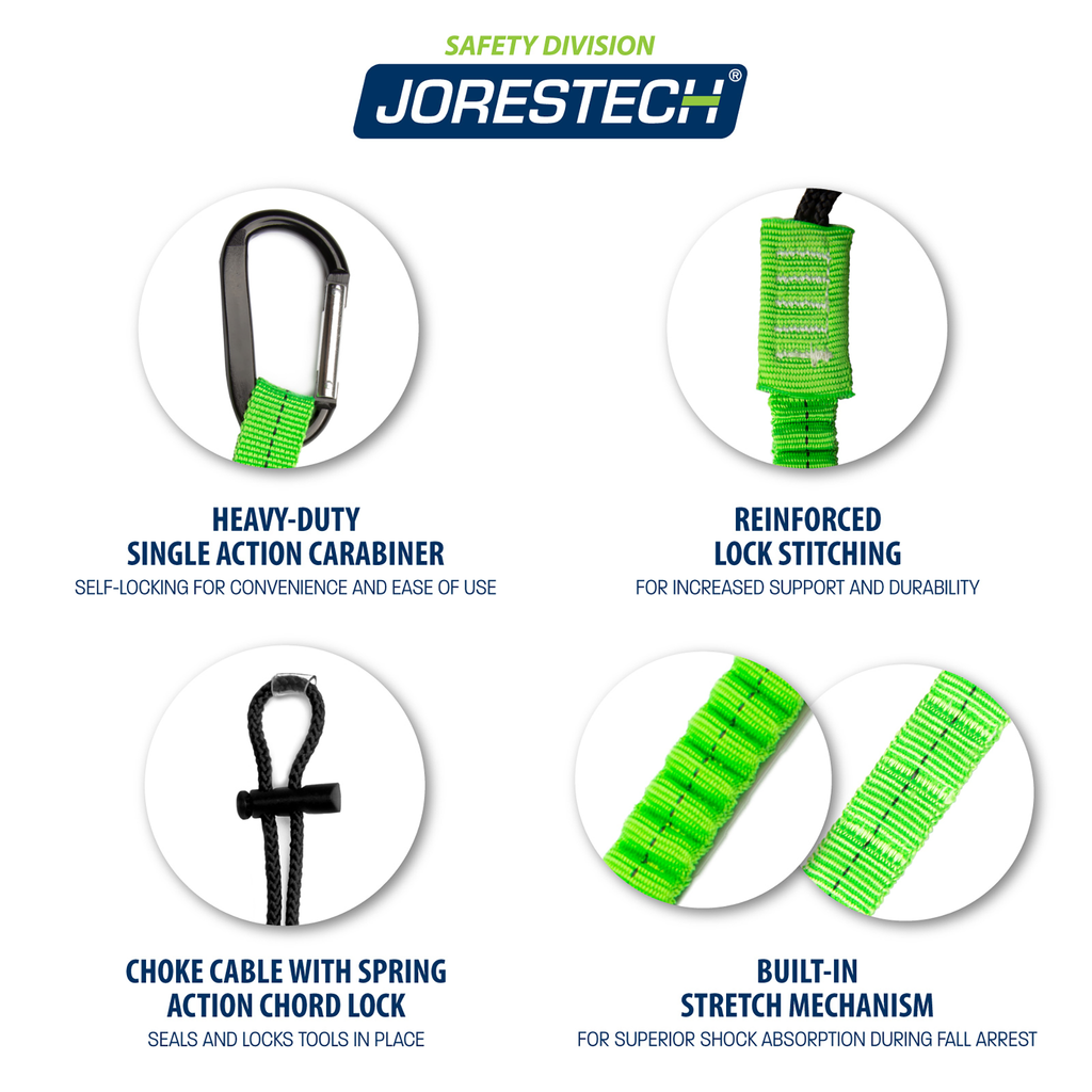 JORESTECH Single Leg Internal Shock-Absorbing Lanyard with Snap Hooks