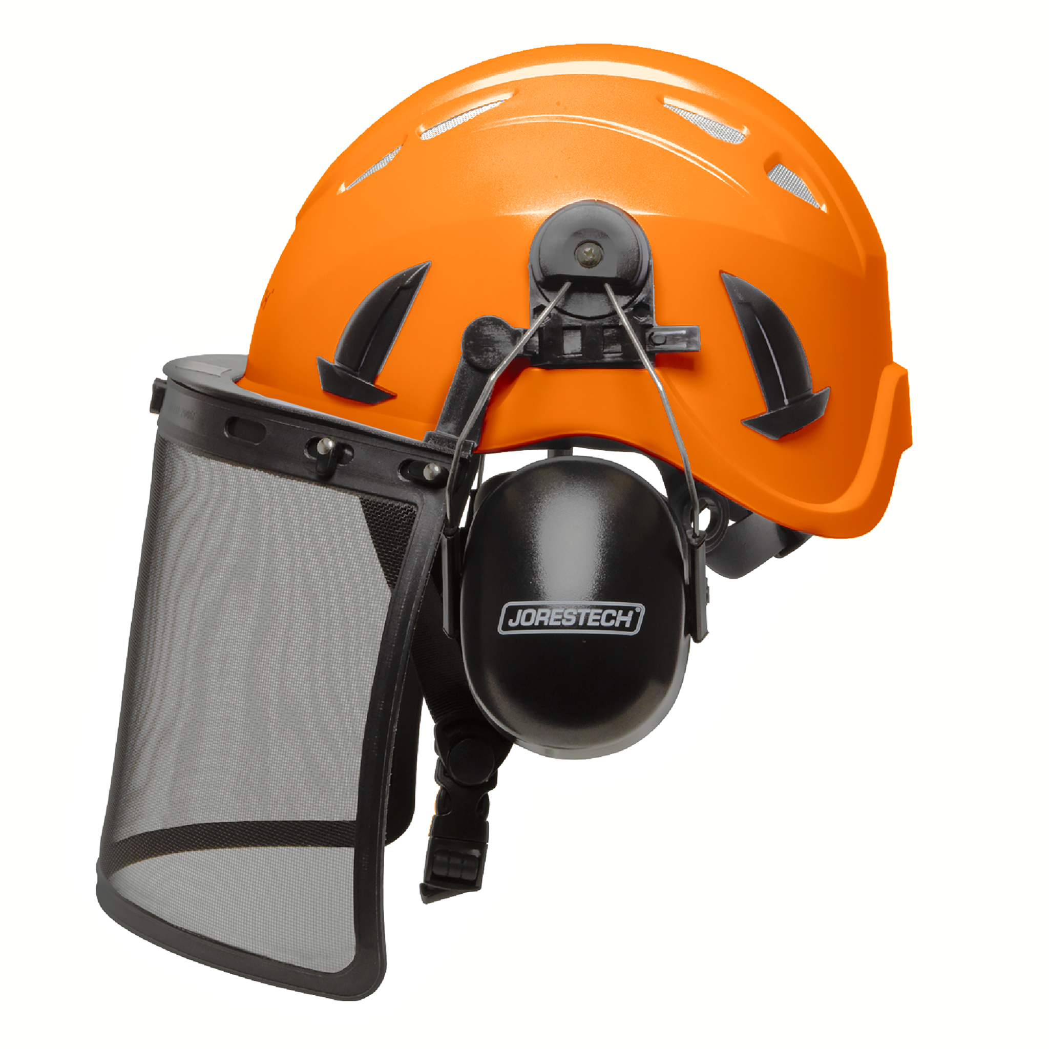 full face motorcycle helmet with ear protection Jorestech Safety Work at Height System Iron Mesh Shield and Earmuffs Street Motorcycle Helmet Holiday color-matte-plum-tonal A nylon mesh visor Shield Size (Height is what fits your helmet not overall height):6.5