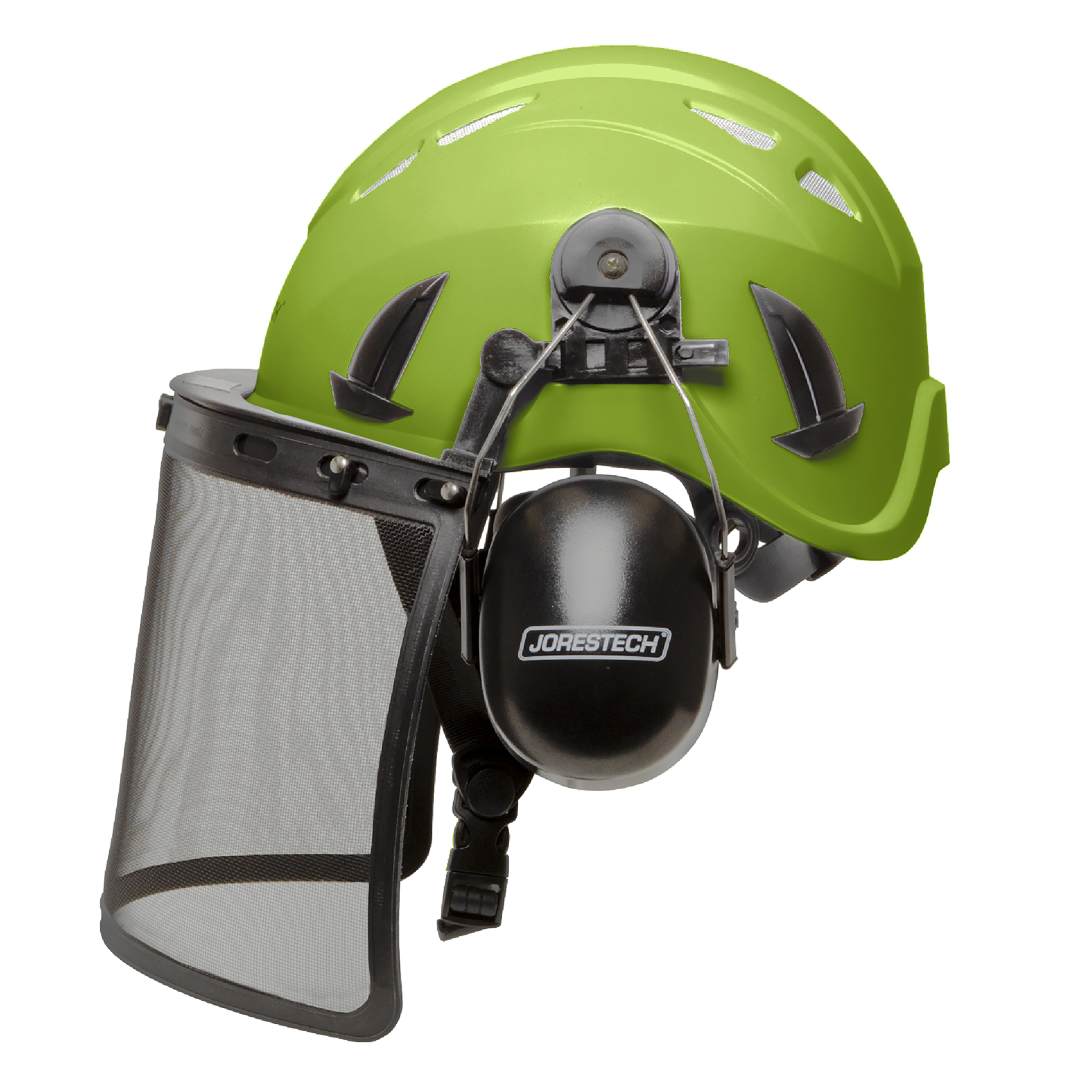 Jorestech Safety Work at Height Helmet System with Iron Mesh Face Shield and Earmuffs
